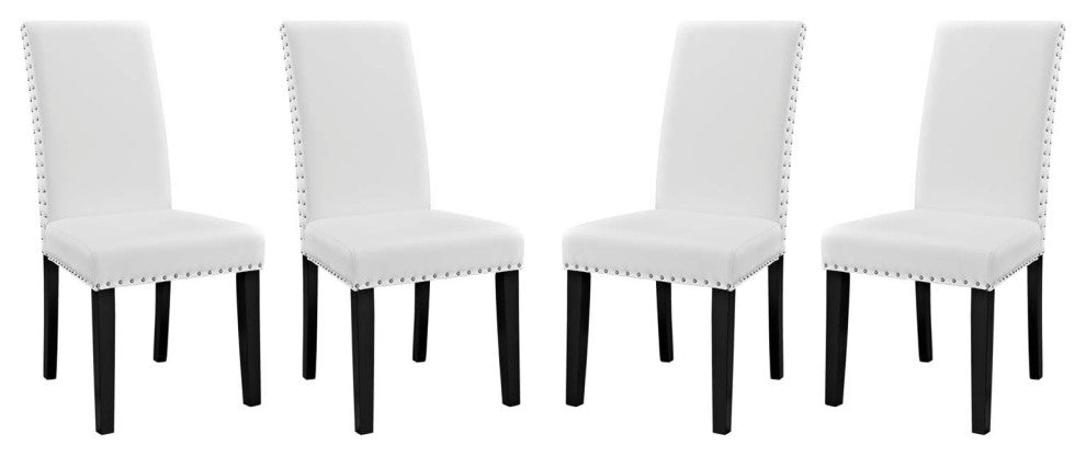 White Parcel Dining Side Chair Vinyl Set of 4