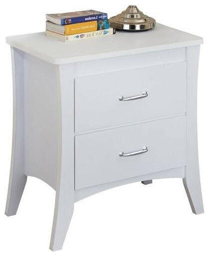 White Wooden 2 Drawer Nightstand