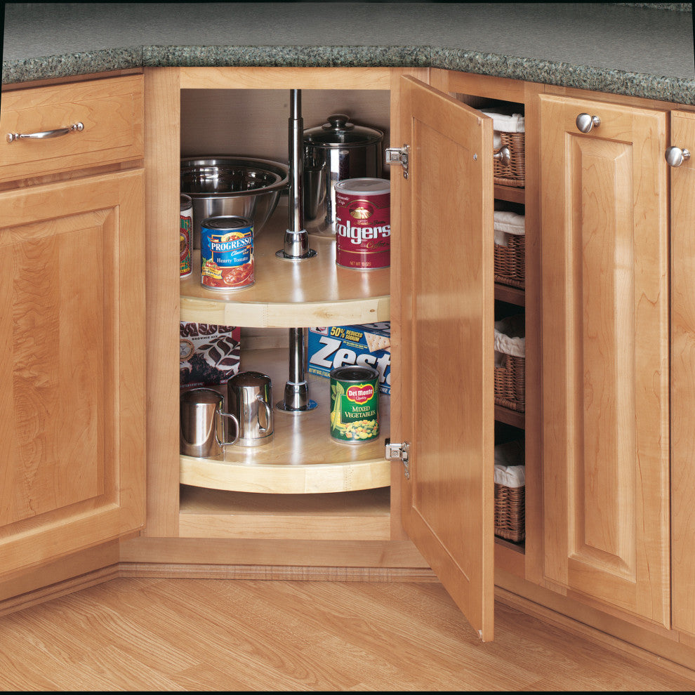 Wood Full Circle 2-Shelf Lazy Susans for Corner Wall Cabinets, 28"
