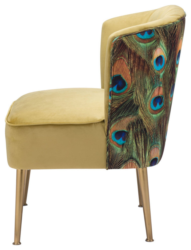 Accent Chair, Steel, Fabric, Green, Gold, Living Lounge Cafe Lobby Hospitality