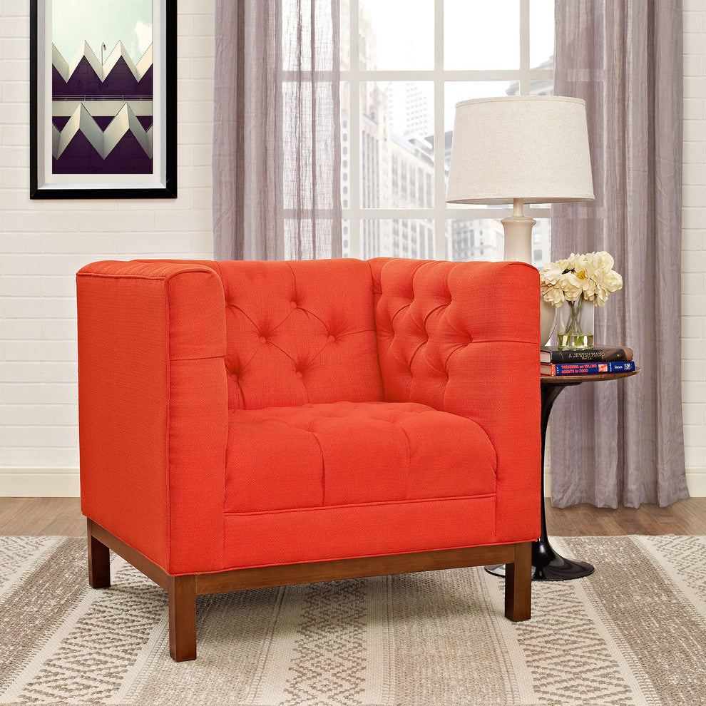 Modern Contemporary Fabric Armchair, Atomic Red, Fabric