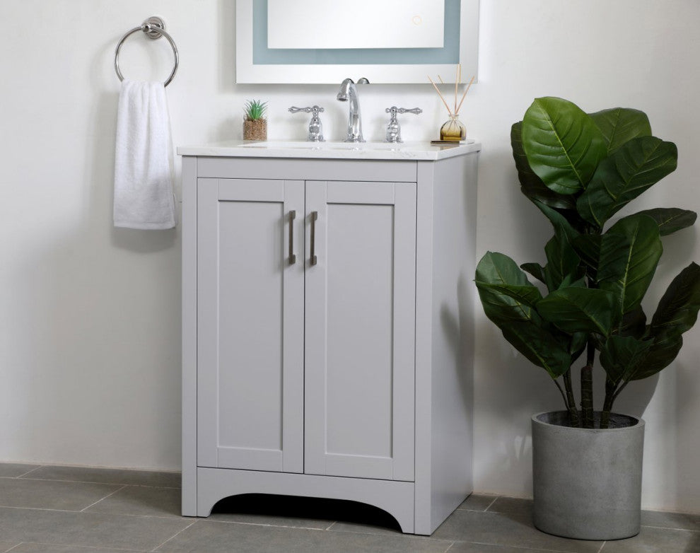24" Single Bathroom Vanity, Gray