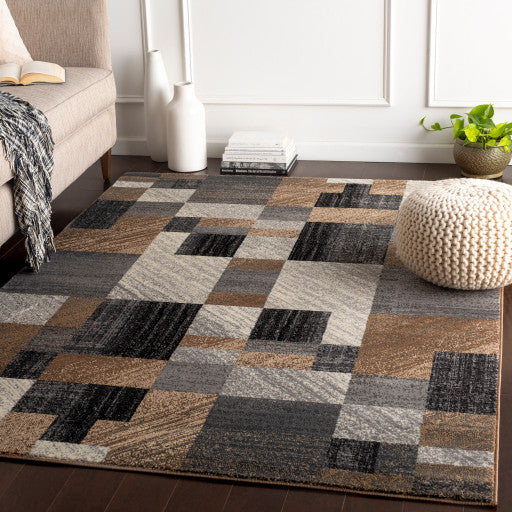 Surya Riley RLY-5101 7'10"x10'10" Rug, Gray/Dark Brown/Tan/Black/Beige/White