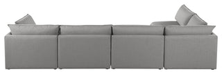 Mackenzie Linen Textured Fabric 5-Piece Modular L-Shaped Sectional, Grey