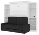 Atlin Designs Wood Queen Murphy Bed with Sofa & Organizers in White/Gray