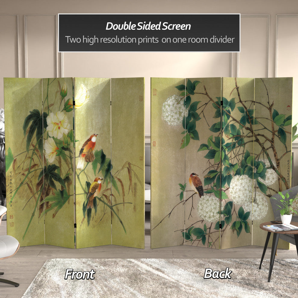 6' Tall Double Sided Birds in the Trees Canvas Room Divider