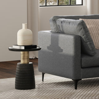 Breanna Solid Mango Wood Side Table, Black, Gold