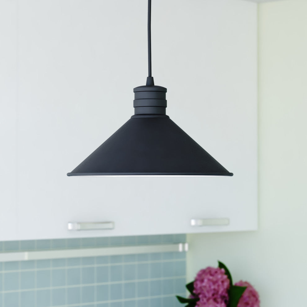 Akron 12" 1 Light Pendant Oil Rubbed Bronze and Matte White