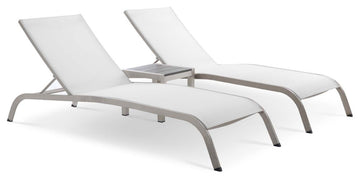 Savannah 3 Piece Outdoor Patio Mesh Set White