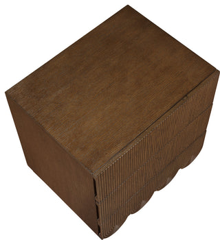 Scallop Oak Veneer Chest, Brown, Night Stand