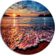 Peaceful Evening Beach View, Seashore Round Wall Art, 11"