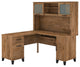 Transitional Desk, L-Shaped With Hutch, Perfect for Space Saving, Fresh Walnut