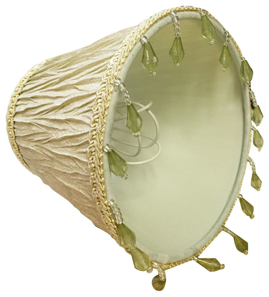 5" Ruche Pleated Empire, Beige, Clip-On Chandelier Shade, 3"x5"x4.5, Single