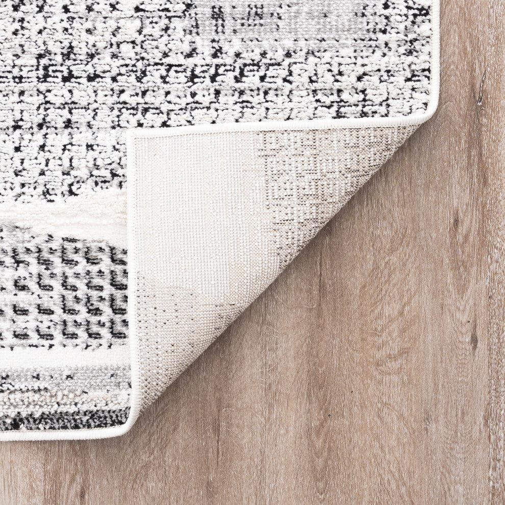 Henry Contemporary High-Low Modern Geometric Gray Indoor Area Rug, 5' x 7'