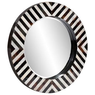 Julianna Round Horn and Shell Tiled Mirror