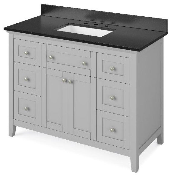 Chatham Traditional 48" Grey Single Sink Vanity, Black Granite Vanity Top