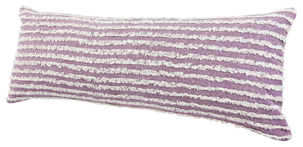 Ox Bay Hand-stitched Purple/White Stripe Organic Cotton Pillow Cover, 14"x36"