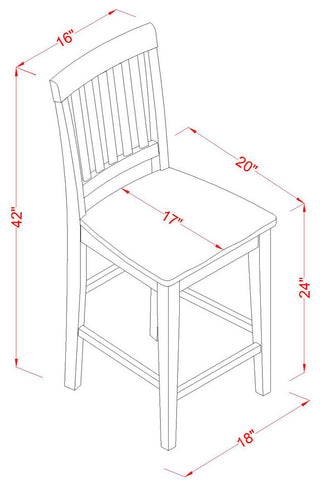 Yavn5-Mah-W 5 Pc Dining Counter Height Set -Pub Table And 4 Dining Chairs