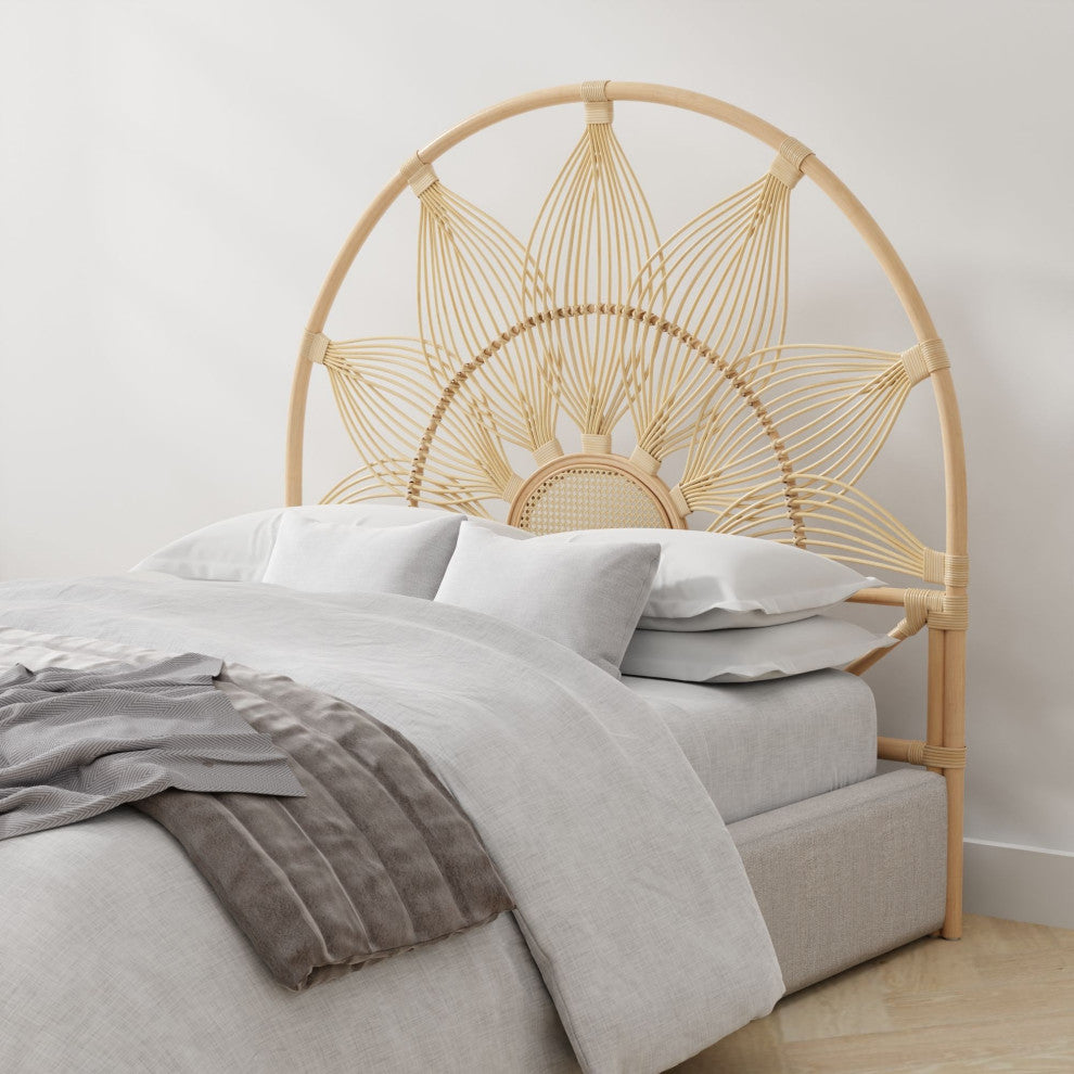 Sunflower Rattan Headboard, Natural, Full