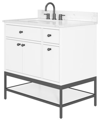 Paisley Vanity Combo, Cala White Engineered Top, 36", White, Single Sink