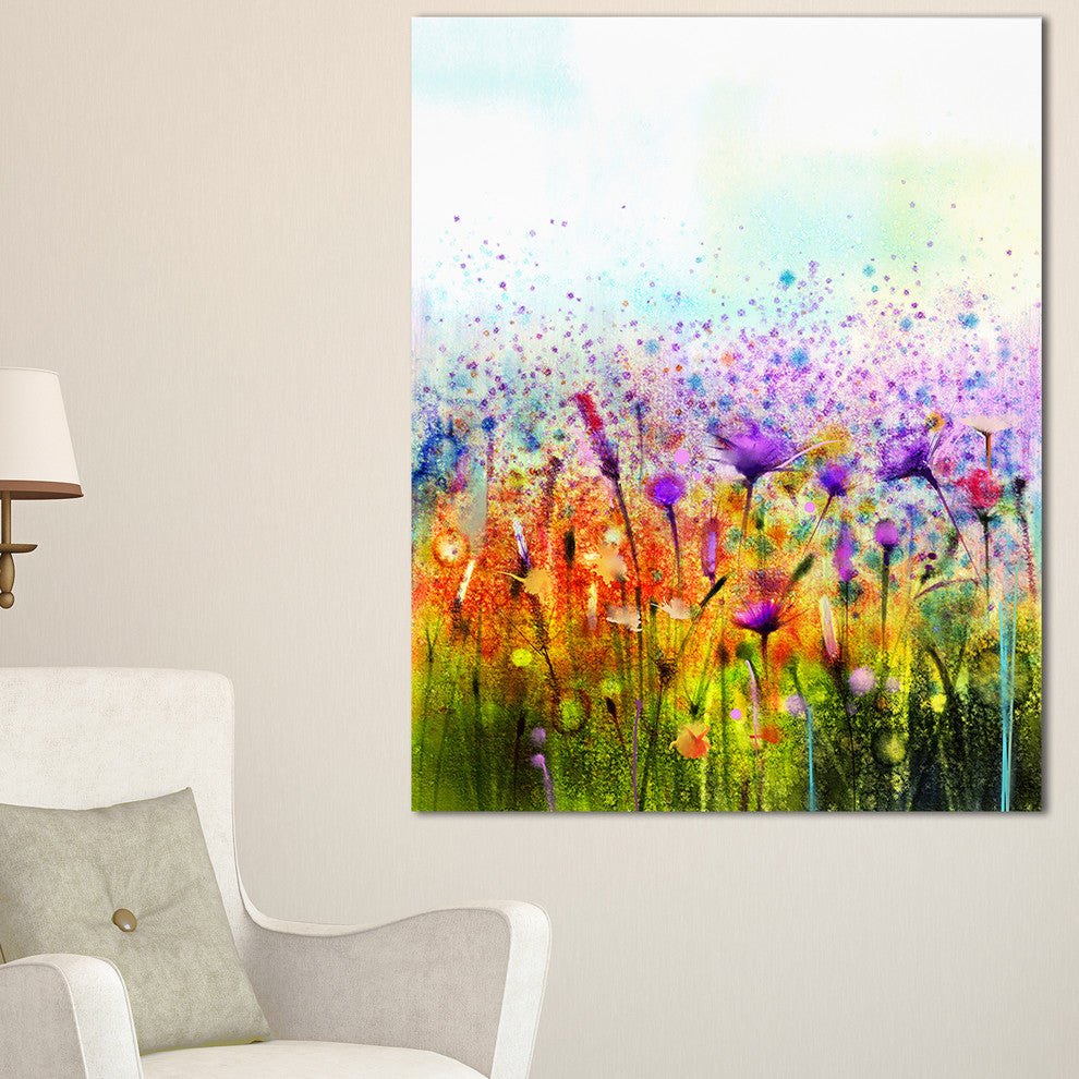 "Abstract Cosmos of Colorful Flowers" Flower Wall Art, 20"x40"