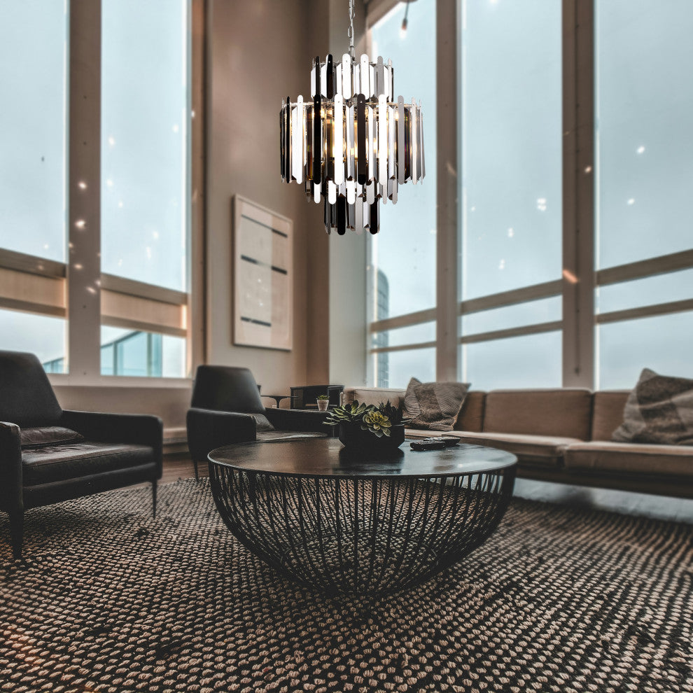 9-Light Stainless Steel Polish Nickel Chandelier