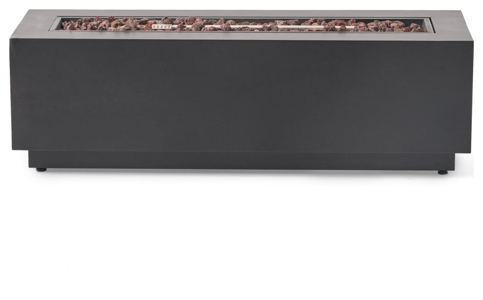 Jasmine Outdoor 50,000 BTU Rectangular Fire Pit, No Tank Holder, Dark Gray
