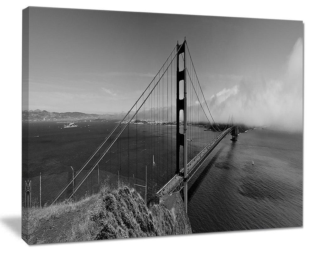 "Golden Gate Bridge in Gray" Panorama Wall Artwork, 40"x30"