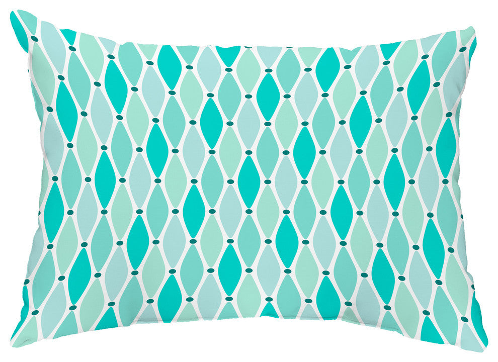 Wavy 14"x20" Decorative Abstract Outdoor Throw Pillow, Aqua