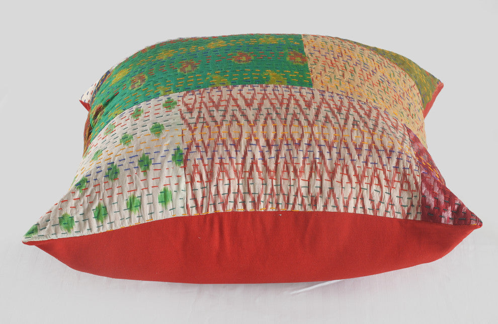 Traditional Patola Kantha Throw Pillow