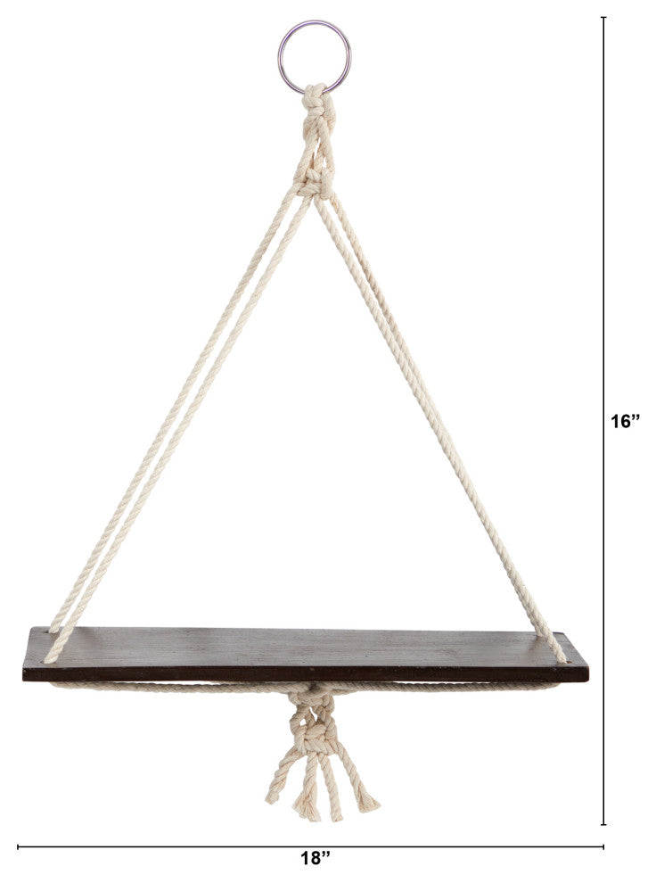 Nearly Natural 7119 18x16 Hand Crafted Macrame Wall Hanging With Wooden Shelf