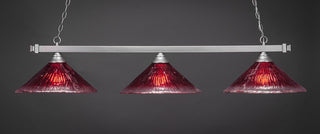Square 3-Light Bar, Brushed Nickel/Raspberry Crystal