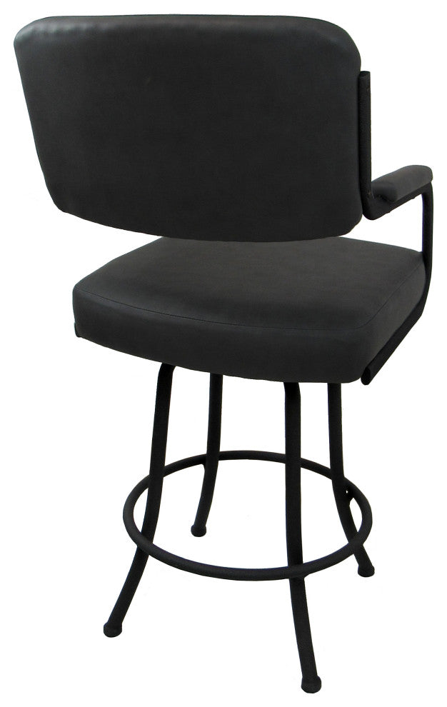 Swivel Counter Metal Bar Stool, Grey Vinyl - Black, 26"