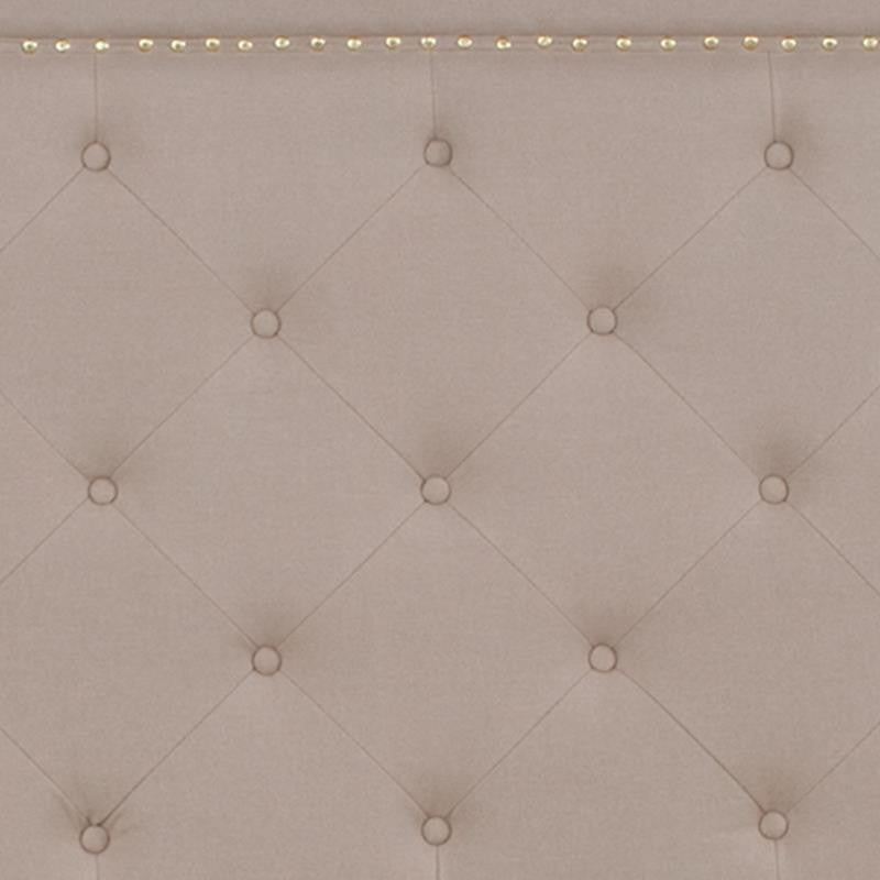 Roxbury Upholstered Platform Bed -10 Inch Foam & Pocket Spring Mattress, Beige With Nail Trim, King