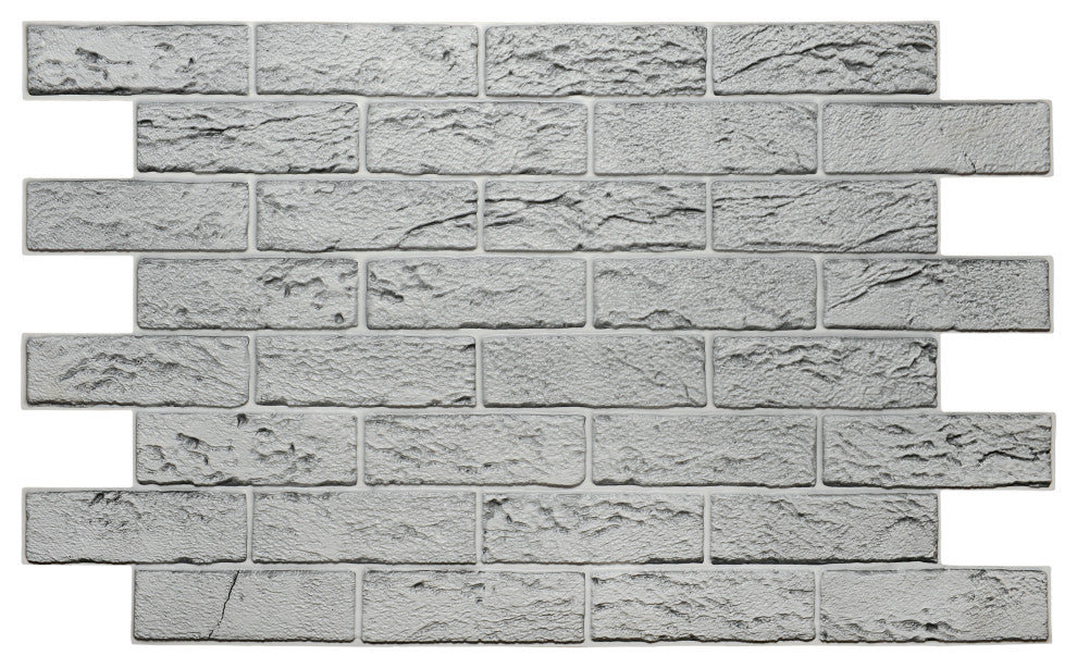 Grey Bricks 3D Wall Panels, Set of 10, Covers 64 Sq Ft