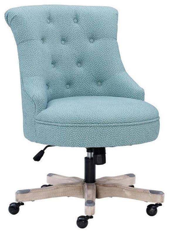 Linon Sinclair Wood Upholstered Office Chair in Light Blue
