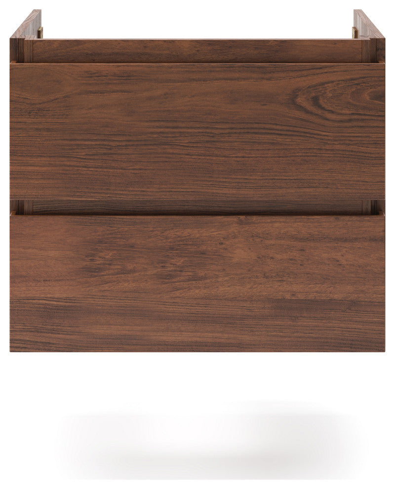 Formosa Wall Hung Modern Bathroom Cabinet, Warm Walnut, 23"