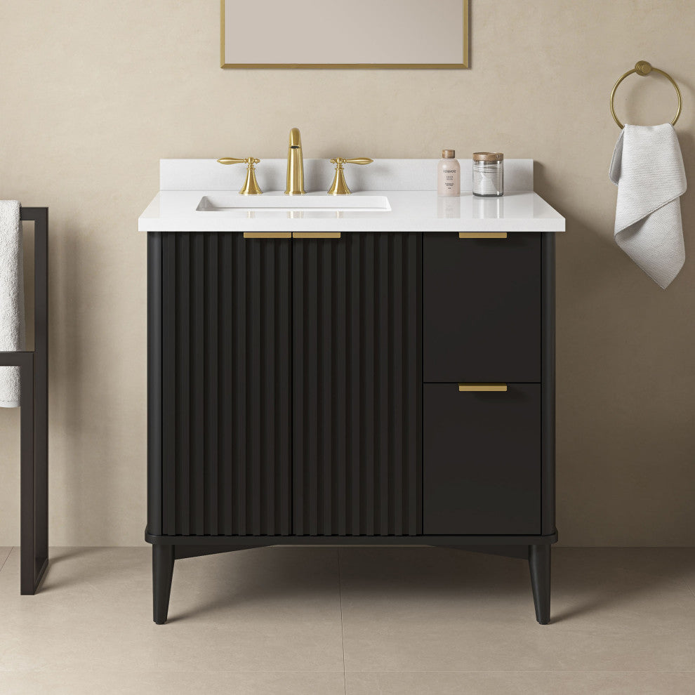 OVE Decors Gabi Single Sink Bathroom Vanity, Onyx Black, 36", Single Sink