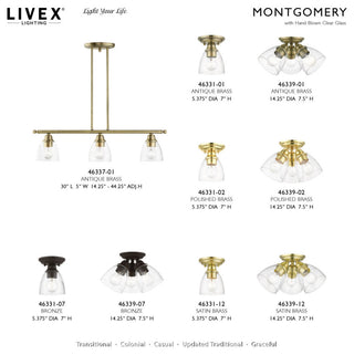 Montgomery 3 Light Bronze Semi-Flush