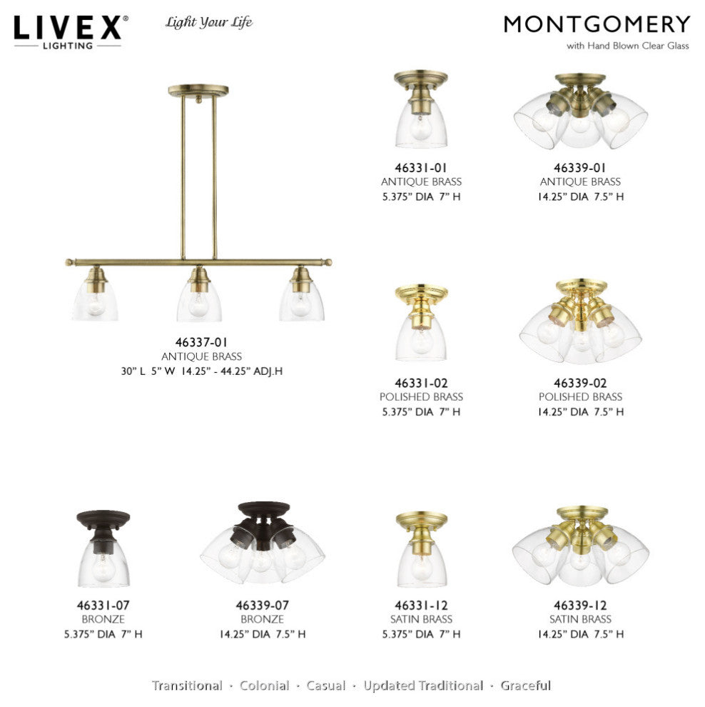 Montgomery 3 Light Bronze Semi-Flush