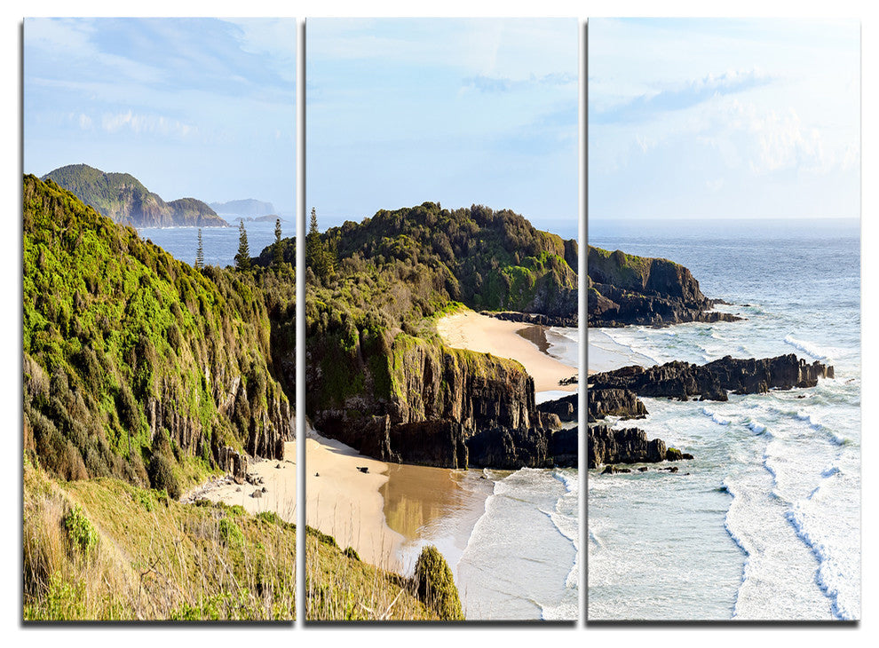 "Australian Coastline Crescent Head" Metal Wall Art, 3 Panels, 36"x28"