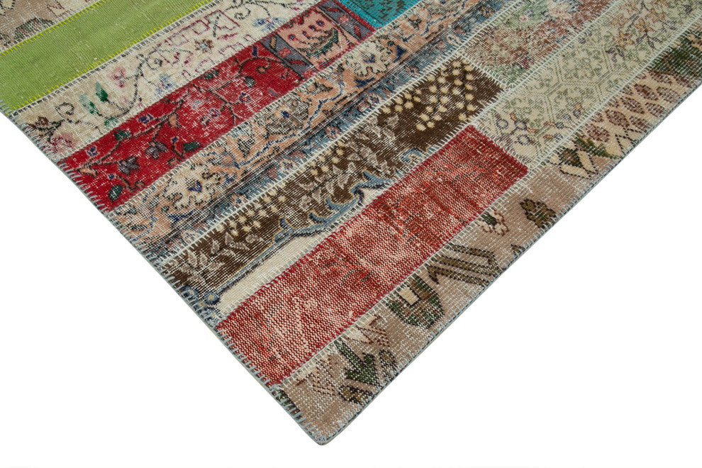 Rug N Carpet - Handwoven Anatolian 6' 8" x 10' 1" Wool Patchwork Area Rug