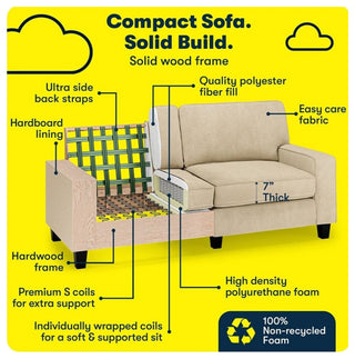 Serta Palisades 73" Track Arm Sofa with Removable Covers Sand Beige