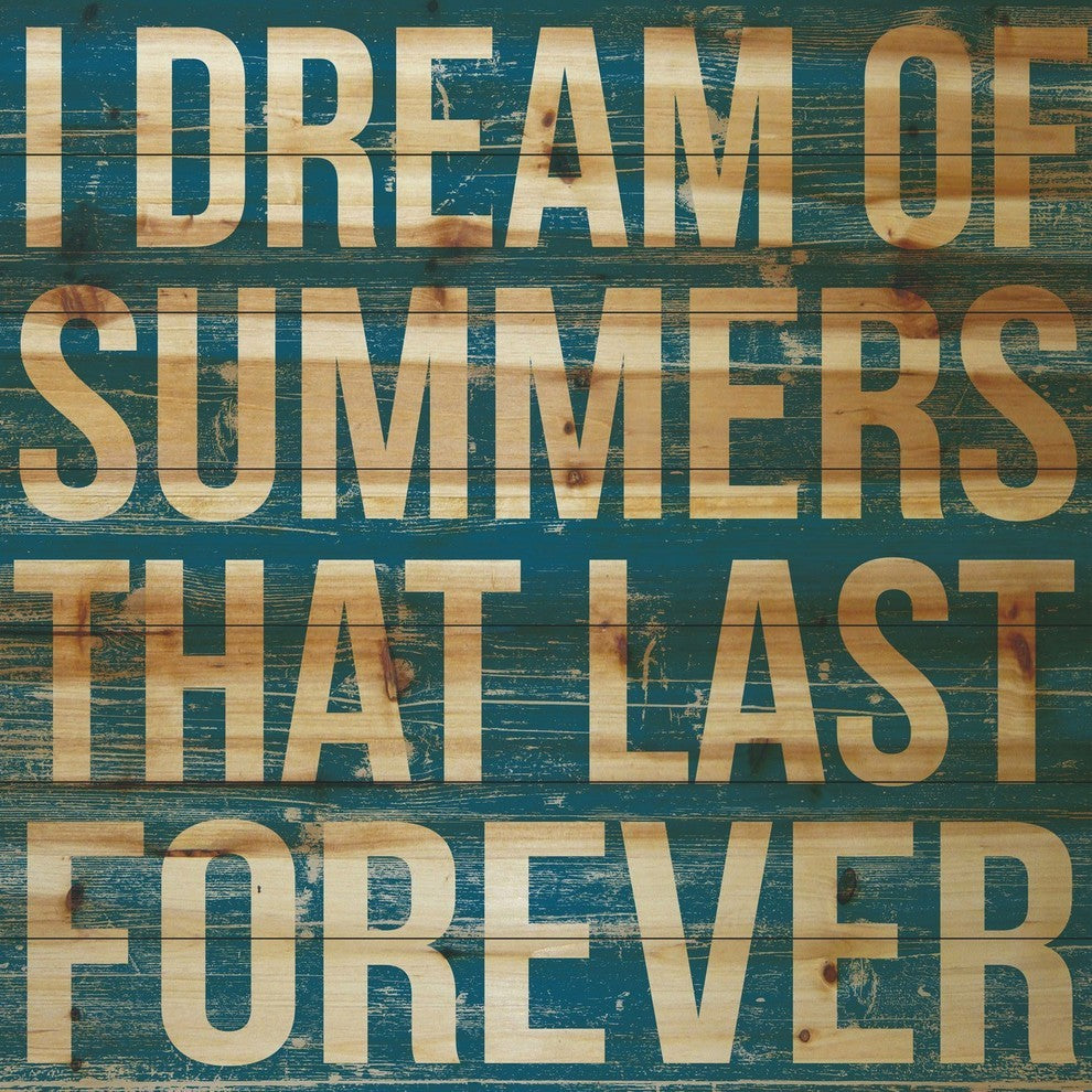 "I Dream of Summers" Painting Print on Natural Pine Wood, 40"x40"