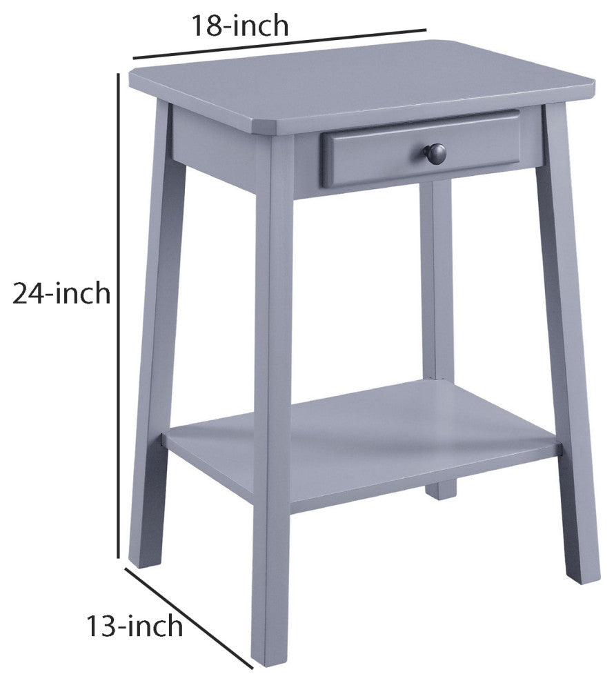 Benzara BM250306 MDF Accent Table With 1 Drawer and Open Shelf, Gray