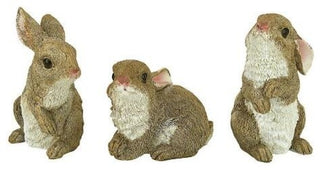 Set of 6 Baby Bunny Rabbit Den Statues