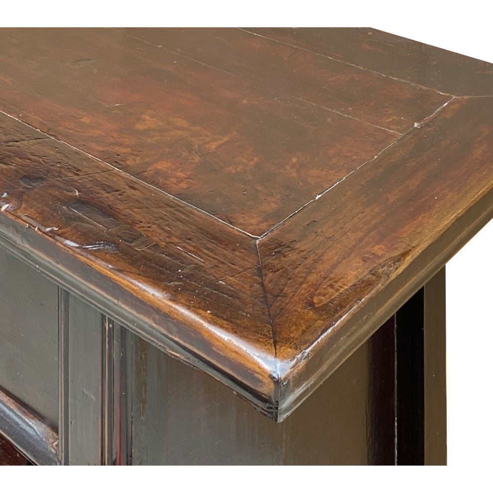 Vintage Chinese Dark Brown Drawers Side Table Credenza Vanity Cabinet Hcs7798