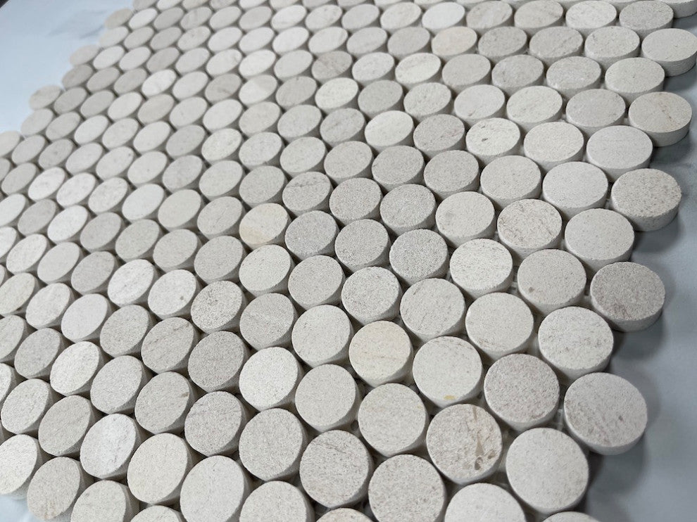 Golden Beach Moleanos Beige Limestone Quarter Round Mosaic Tile Honed, 1 sheet