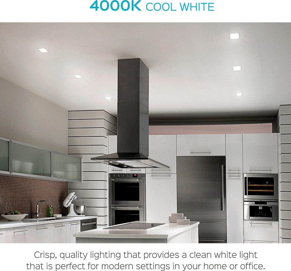 Luxrite 8" Ultra Thin LED Recessed Light With J-Box, 4000K, Pack of 4