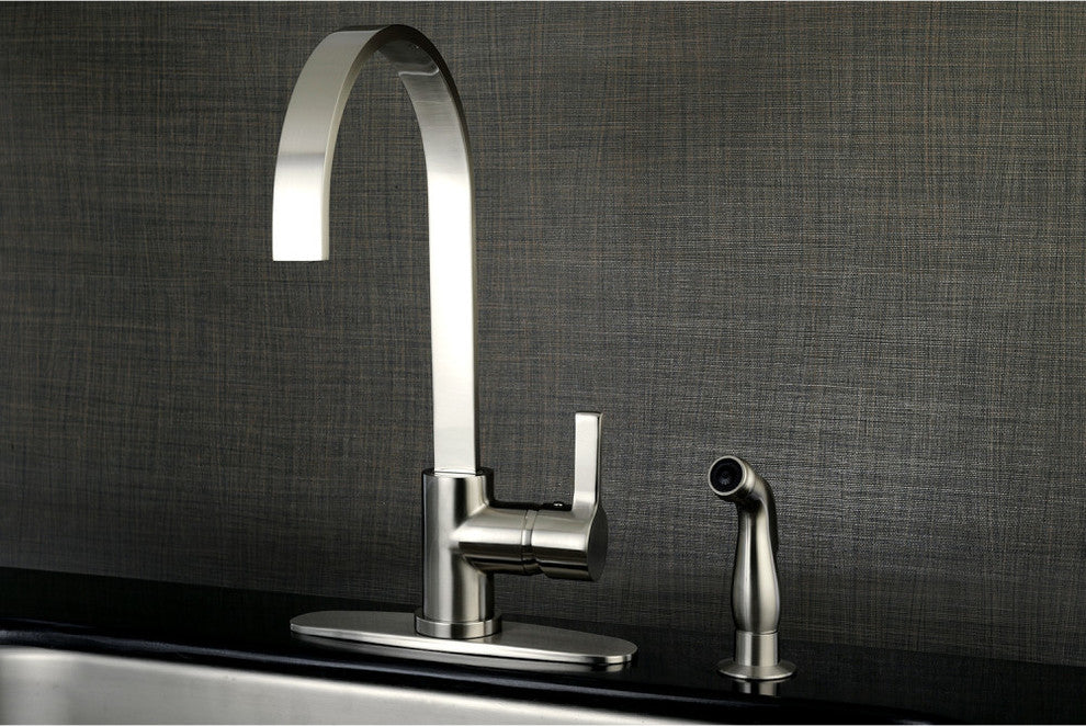 Gourmetier Single-Handle Kitchen Faucet With Side Sprayer, Brushed Nickel